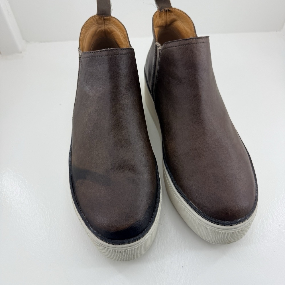 J/Slides Mika Platform Chelsea Sneaker Booties Womens 8.5 Brown Leather Slip On - Picture 5 of 11